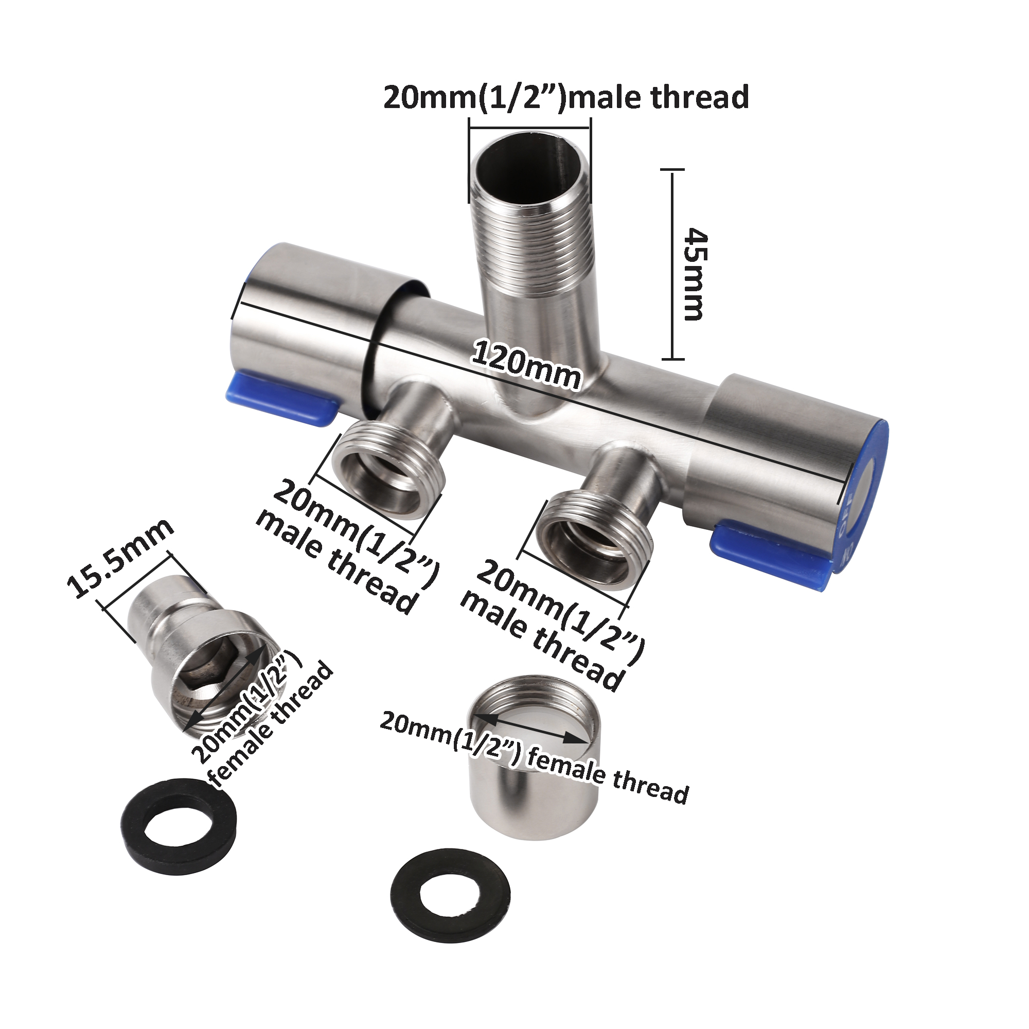 Doppelsc Halfter Auslass Wasserhahn Toilette Bidet Dusch armatur Schlecht armaturen 1/2 Kupfer Doppel auslass und Absperr ventil