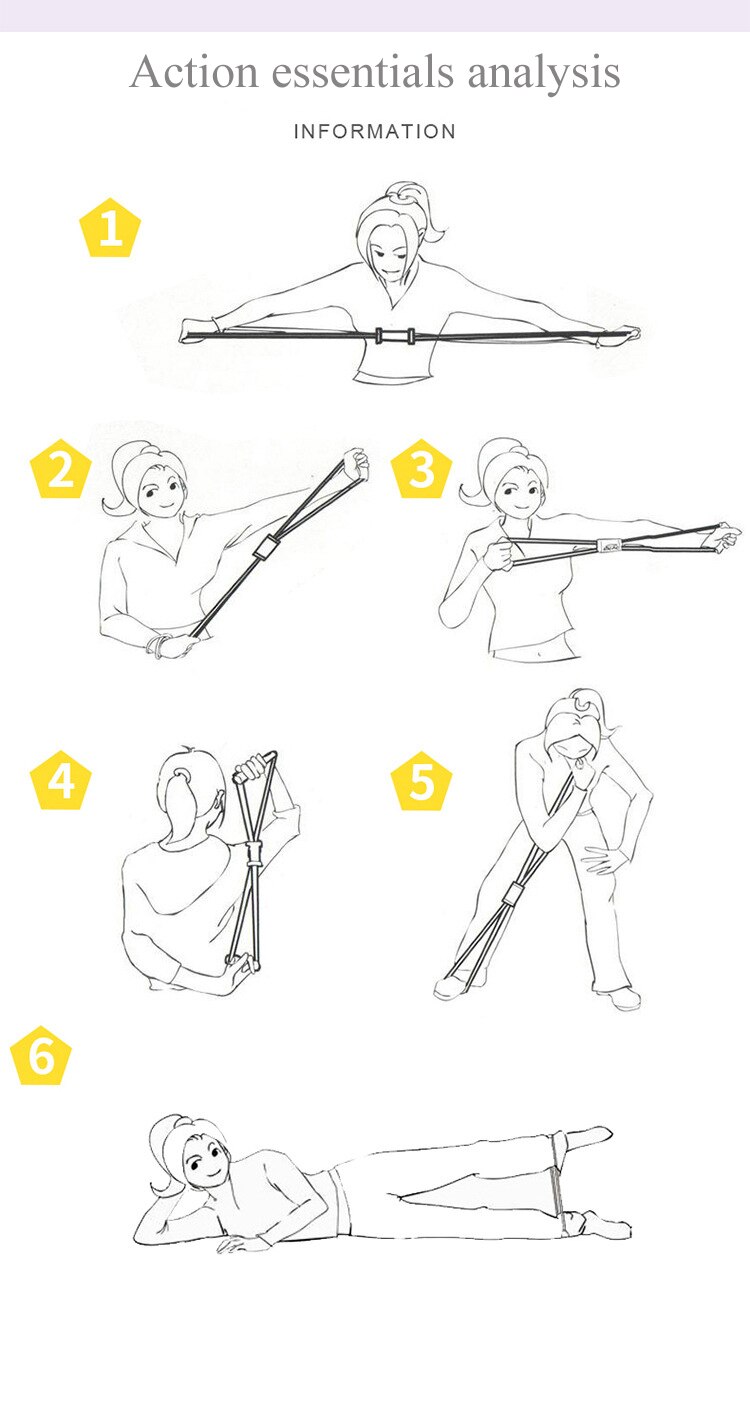 8- formet elastisk yoga træk reb bryst ekspander gummirør træk reb træning muskler på tværs fitness udstyr elastisk bånd