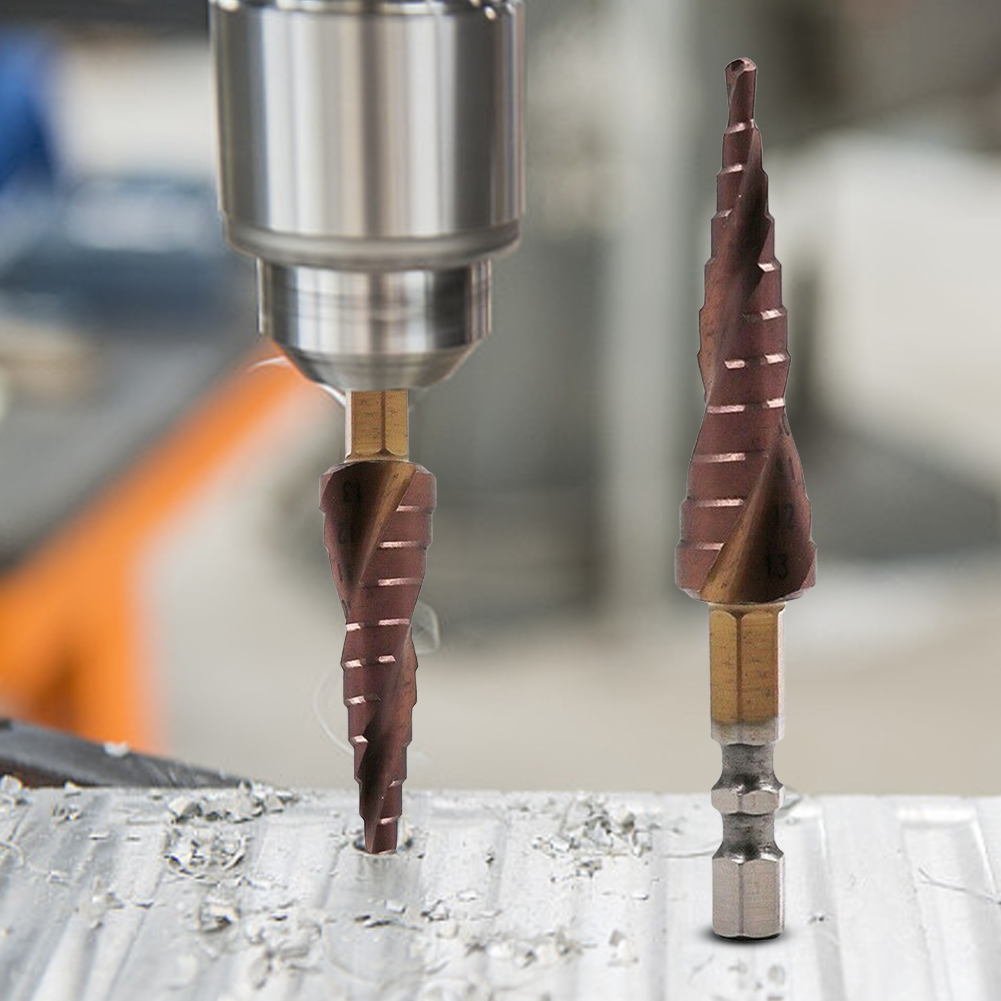 Broca escalonada de cobalto M35 hss-co, taladro de escalera con ranura en espiral de doble filo de 3-13mm, herramienta de perforación de cono escalonado de cobalto hss-co
