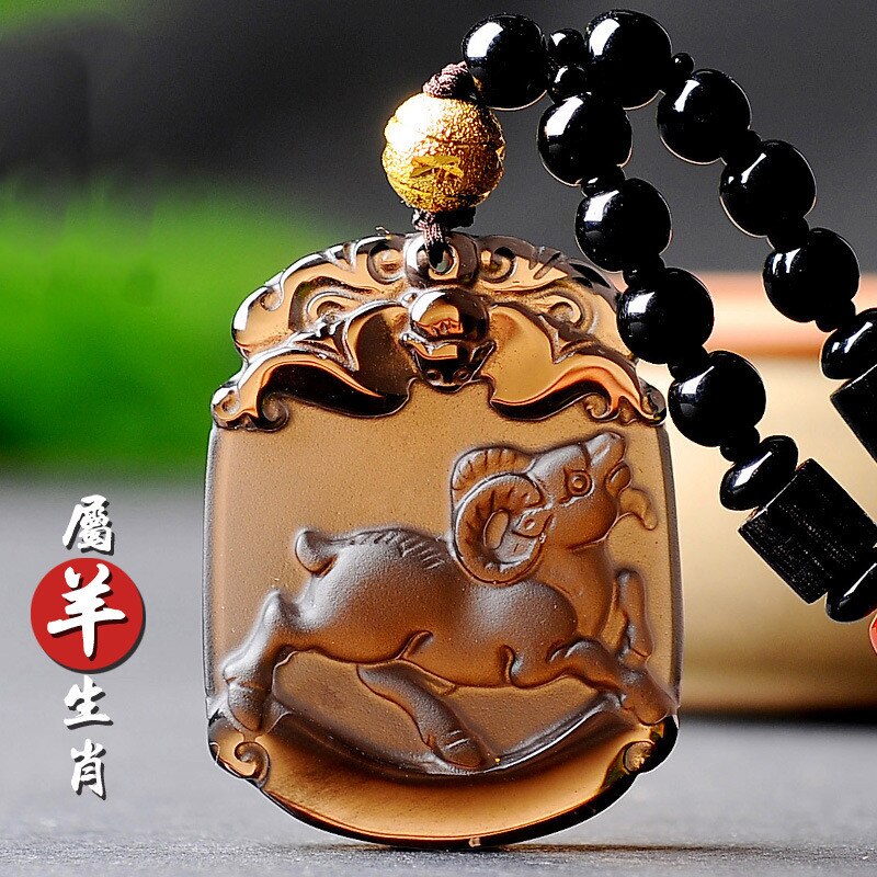 Natural Ice Obsidian 12 Chinese Zodiac Snake Pendant Boutique Jewelry Men's and Women's Necklace: 9