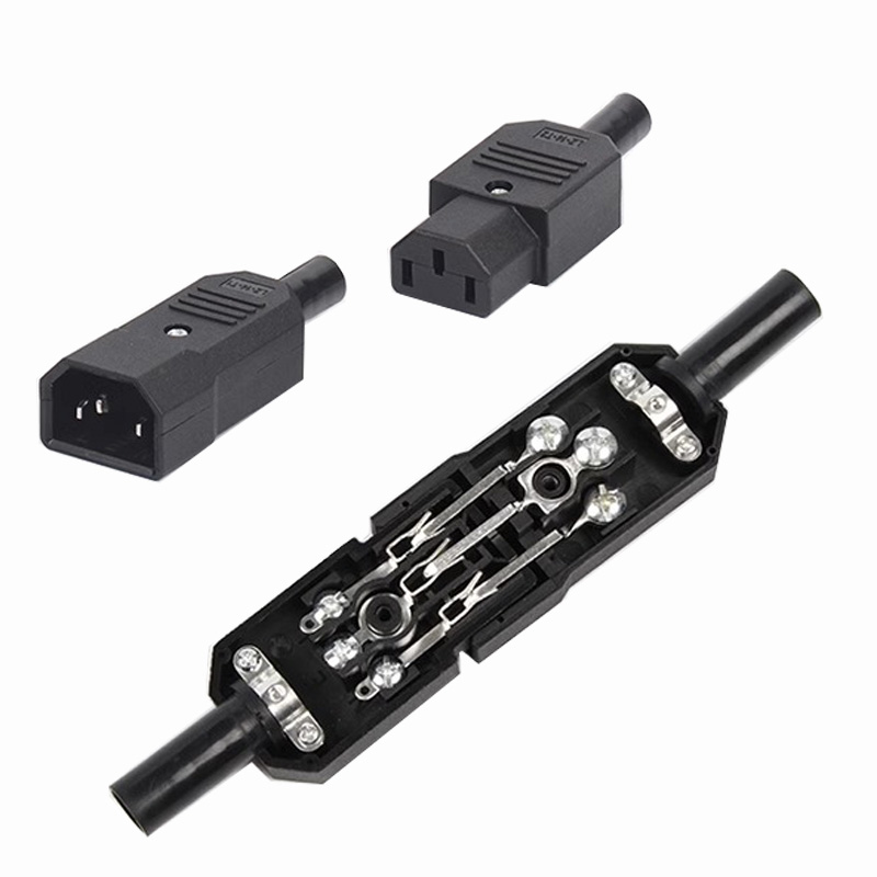 IEC Rechte Kabel Connector C13 C14 10A 250 V Zwarte vrouwelijke & mannelijke Plug Herbruikbare Power Connector 3 pin AC Socket
