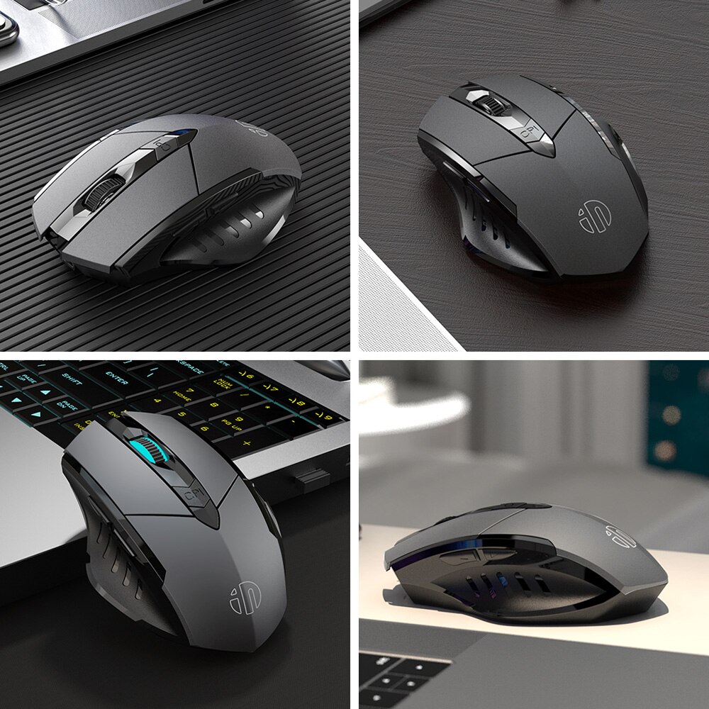 Rechargeable Wireless Mouse Three Modes 2.4G Bluetooth Ergonomic Optical Mouse 4000DPI Mechanical Touch 6 Buttons for Laptop PC