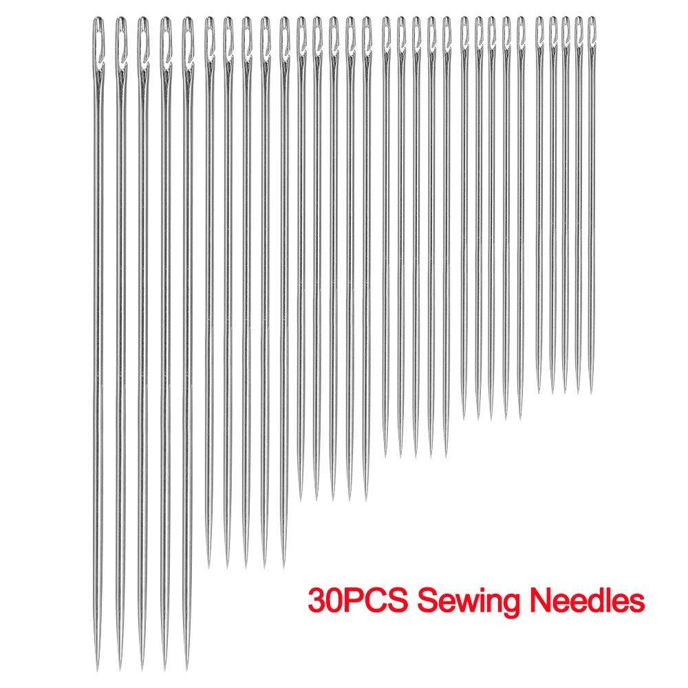 30/12Pcs Side Hole Blind Sewing Needles Stainless Steel Elderly Self Threading Needles Household DIY Beading Threading Needle: Orange