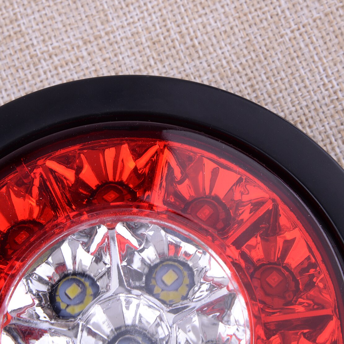 2 Stuks Ronde Rood &amp; Wit 16 Led Staart Stop Brake Knipperlichten 12V Voor Universele Auto &#39;S Vrachtwagens aanhangwagens Boten Bussen Caravans