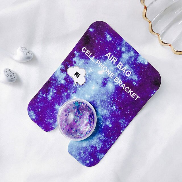 Phone Holder Starry Sky Sands Ring Expanding Stand Finger Grip Bracket Base Finger Top Support Mobile Phone Bracket Clip Mount: Purple