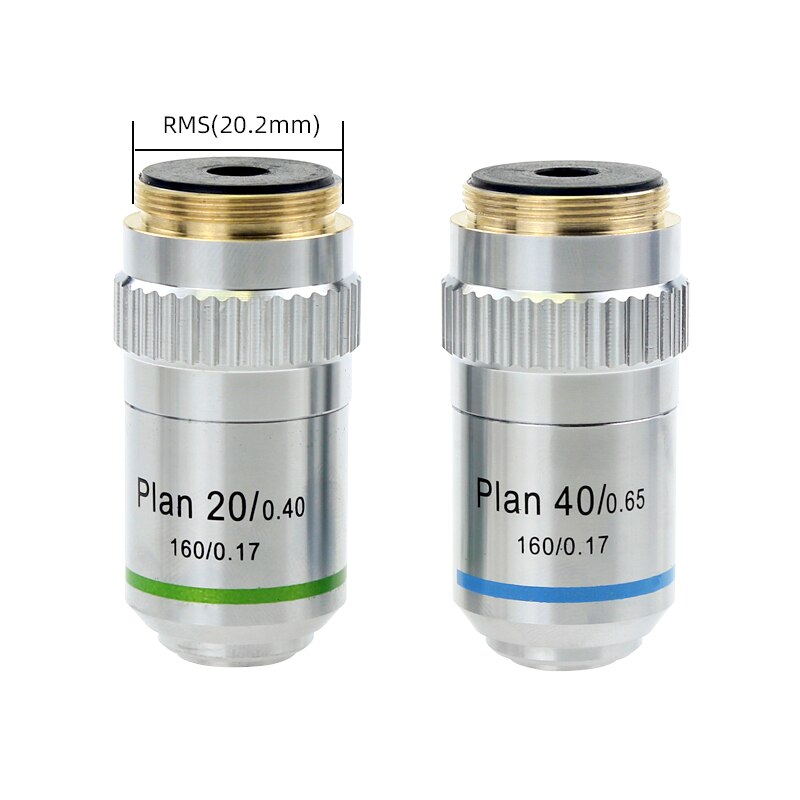 195 Plan Achromatic Objective 4X 10X 20X 40X 100X Biological Microscope Objective Lens Standard RMS Interface Optical Lens