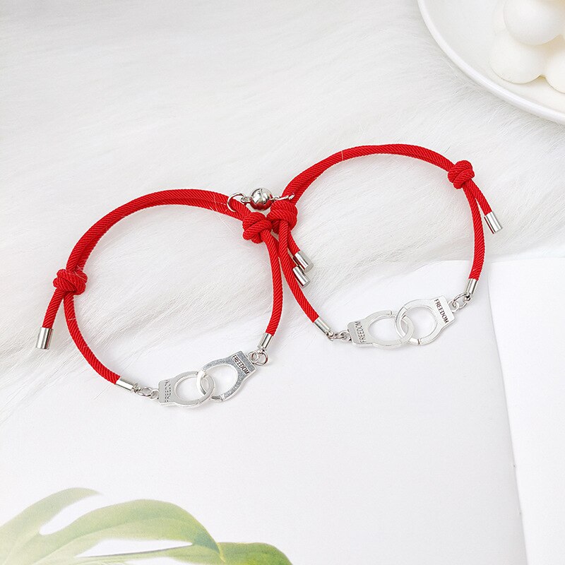 Conjunto de pulsera de esposas BBF para hombre y mujer, 2 uds., pulsera de cuerda ajustable, amuleto de amistad, pulseras a juego: Style 03
