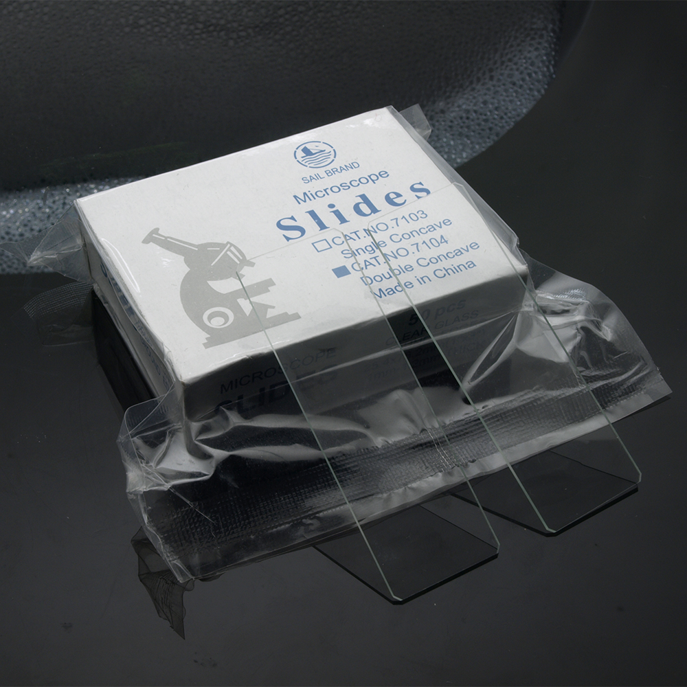 50PCS Reusable Laboratorial Double Single Concave Microscope Blank Glass slides 25.4*76.2mm: 7104 Double Concave