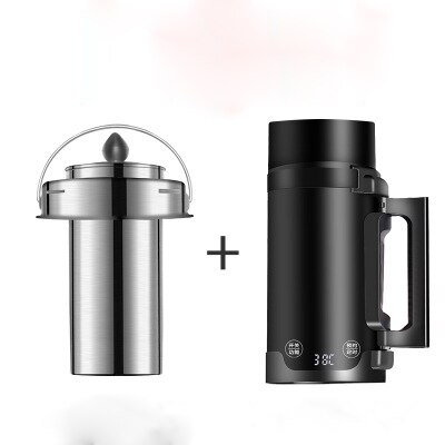 Electric Kettles Travel Portable Thermos Smart Kettle Multi function Milk Heating Cup Stainless Steel Water Cup Mini Teapot: Black and Stew / EU Adapter