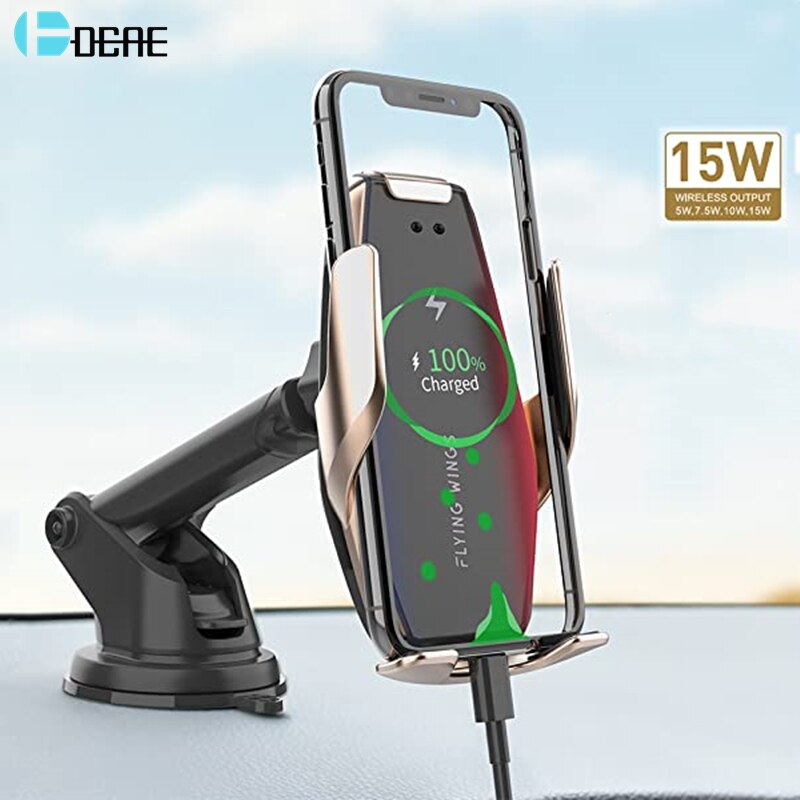 15W Draadloze Autolader Infrarood Sensor Auto Vastklemmen Qi Snelle Opladen Mount Houder Voor Iphone 11 Xs Xr X 8 Samsung S20 S10 S9
