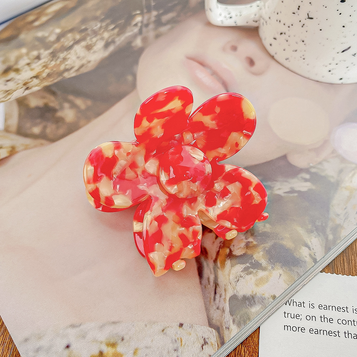 Nueva flor, coleta, pinza para el pelo de tiburón para mujer, pinza para el pelo gruesa, pinza para el pelo de acetato, pasadores, accesorios para el cabello: Azul cielo