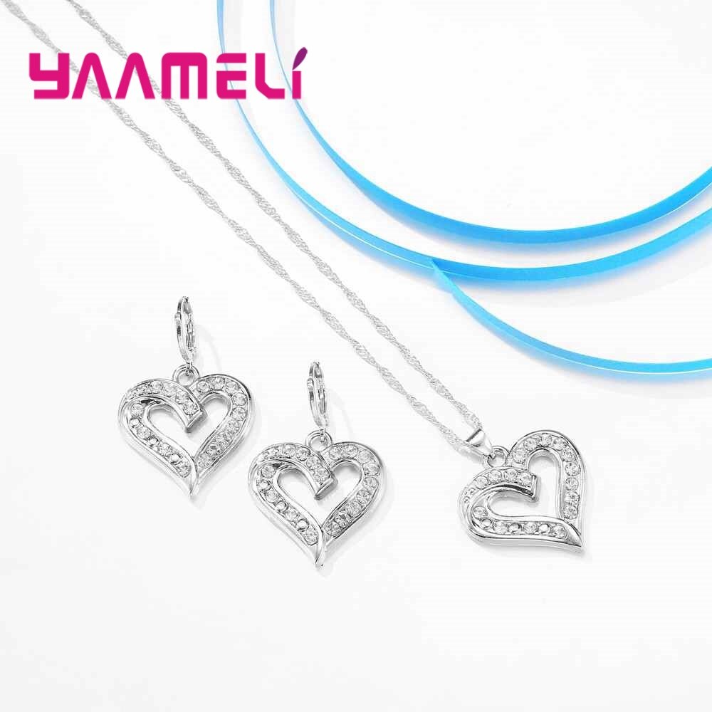 925 Sterling Silver Jewely Set Orecchini Della Collana di Amore di Figura Irregolare di Stile di Modo Regalo Di Natale Per Le Donne Della Ragazza