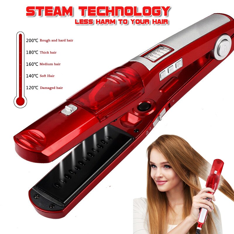 Steam Volumizing Hair Straightener Temperature Display Straightening Iron Hair Curler straightening plate wafers Hair Styling