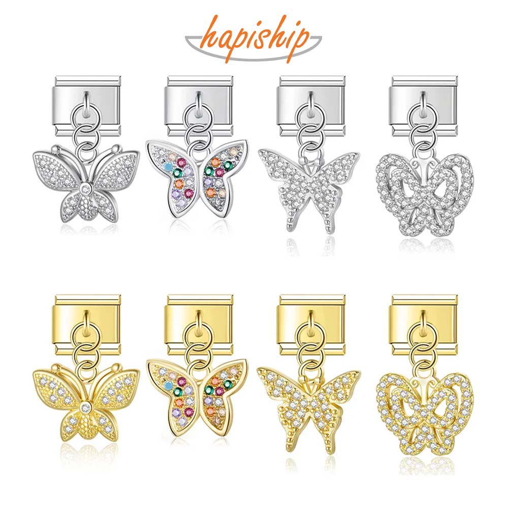 Hapiship 2023 Mode Mooie Schattige Vlinder Oogverblindende Cz Charme Italiaanse Links Fit 9Mm Armband Diy Maken Sieraden Dj624