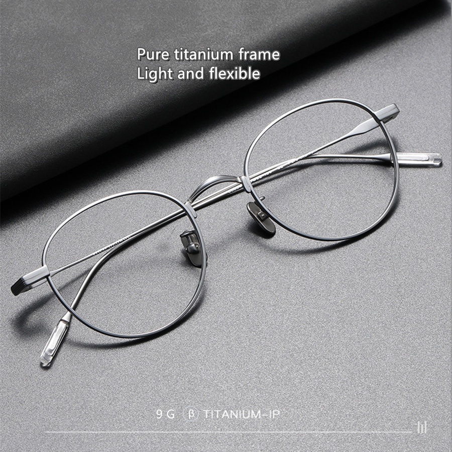 8 g ultraleichter Rahmen aus reinem Titan, rund, Vintage-Literaturstil, 140 mm Größe für Herren- und Damenbrillen TOM21
