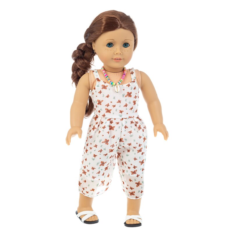 Ajustement 18 pouces 43cm né bébé américain poupée vêtements fille poupée couleur jaune pyjama jarretelle costume accessoires pour bébé: q-110