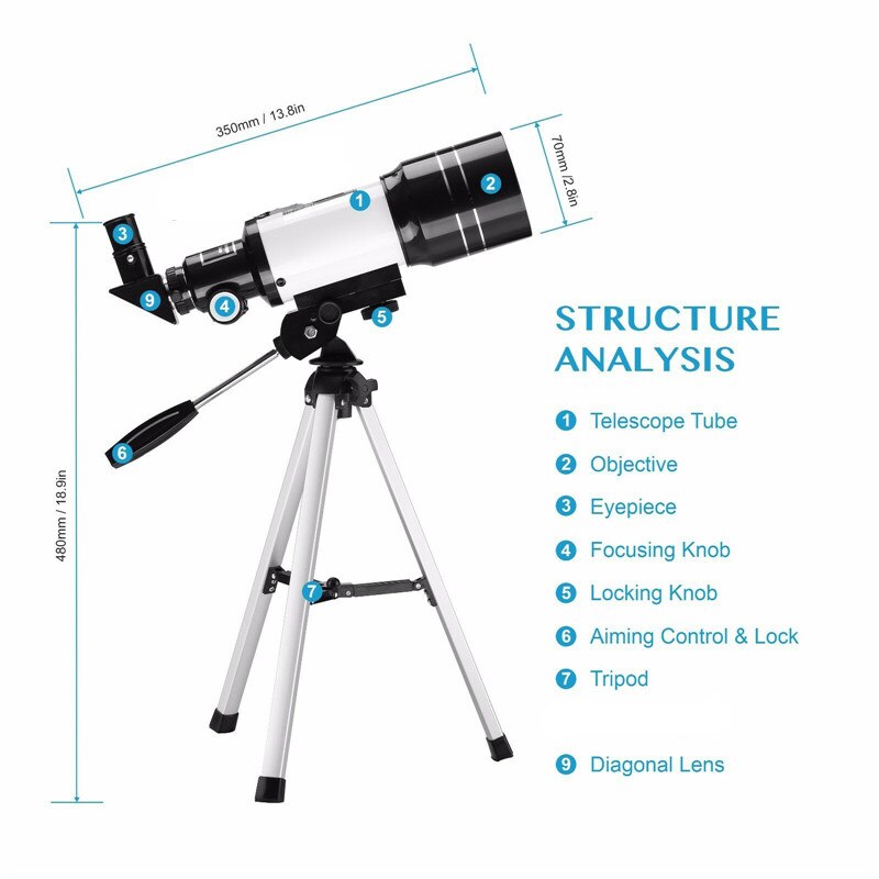 150X Refraction Astronomical Telescope with Portable Tripod Sky Monocular Telescopio Space Observation Phone Adapter