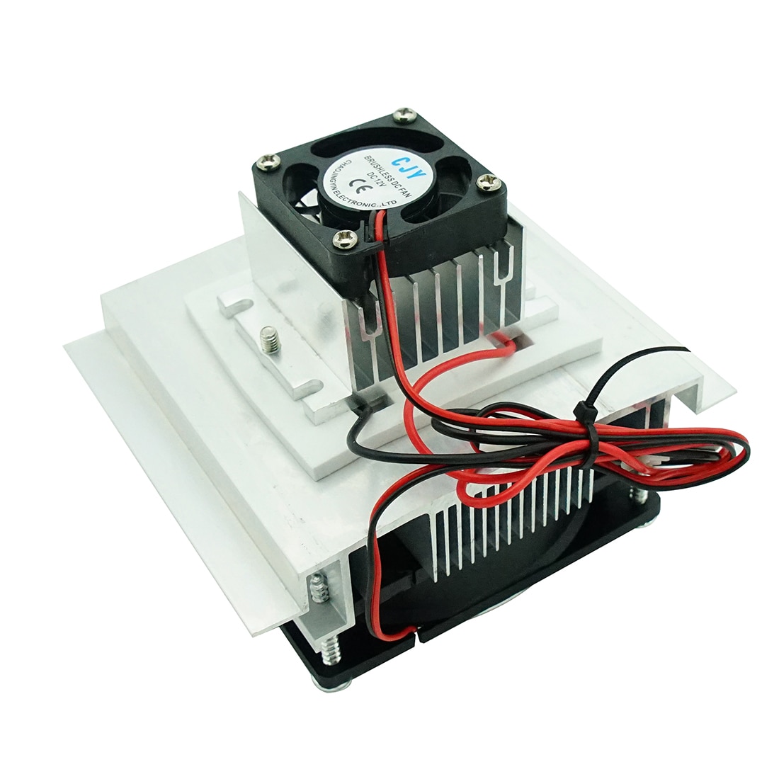 Diy termoelektrisk peltier kjøleradiator halvleder kjølesystem sett kjøler ledningsmodul vifte - sølv + svart