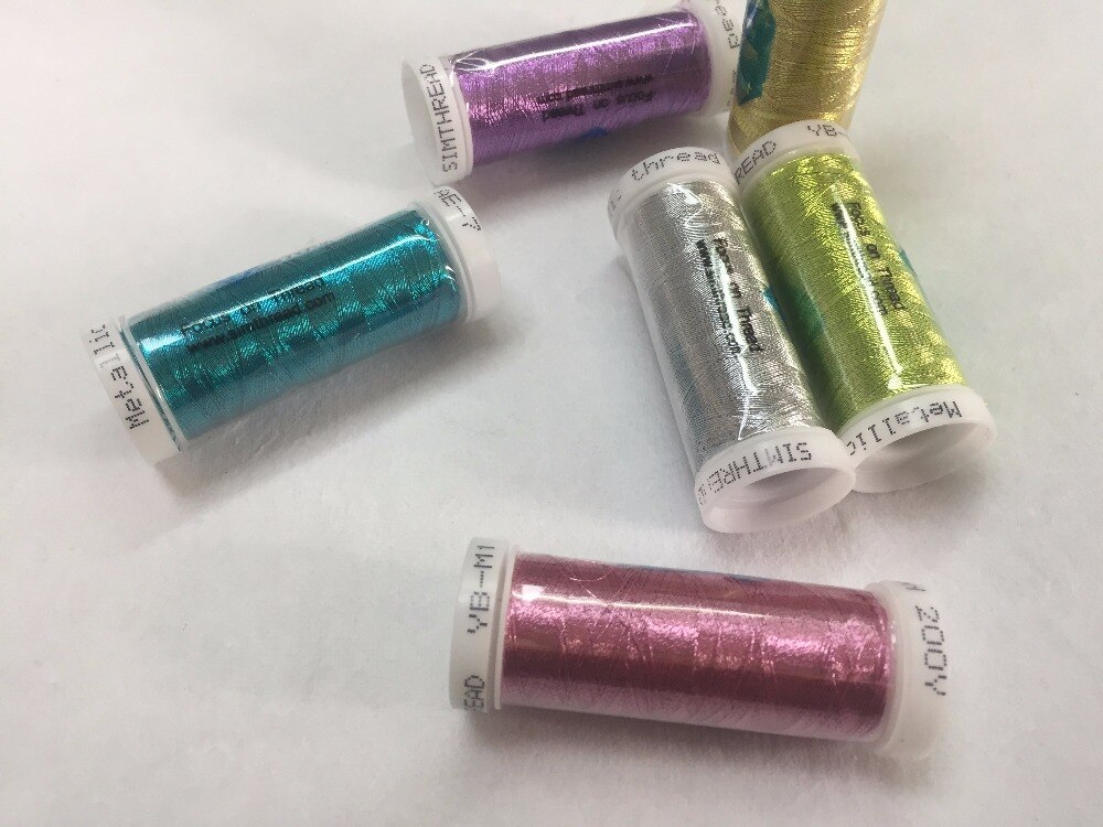 Metallic/Polyester Computer Machine Embroidery Thread Filament MS Type,150d/2 ,200 Yards *6Mini Spools 18g Each ,Super Shine ,
