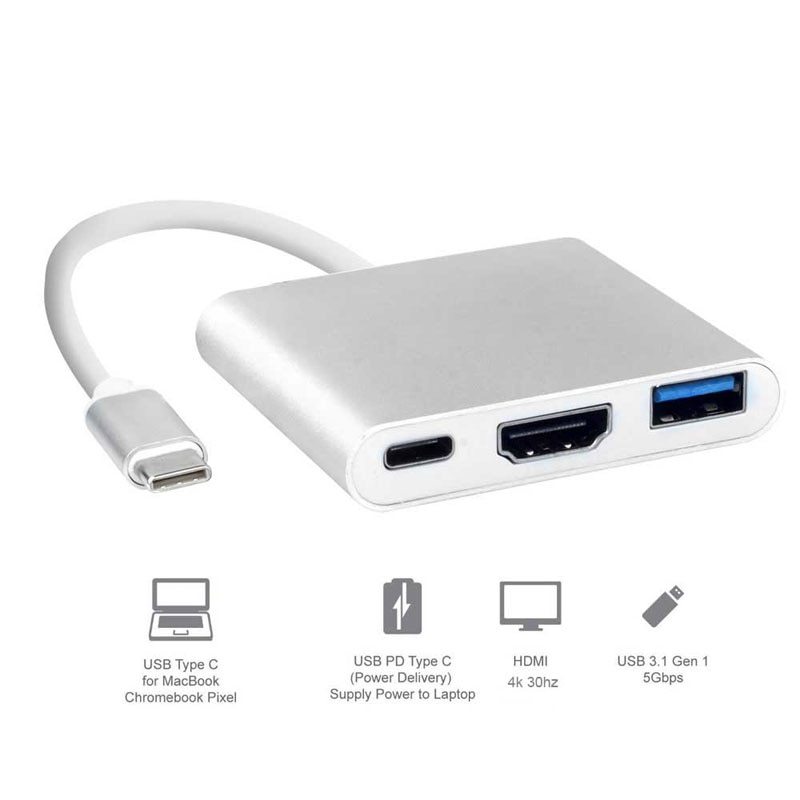 3-In-1 Thunderbolt 3 Adapter Usb Type C Hub Naar Hdmi USB-C Hub Dock Met Power Levering voor Samsung Dex Modus Macbook Pro/Air