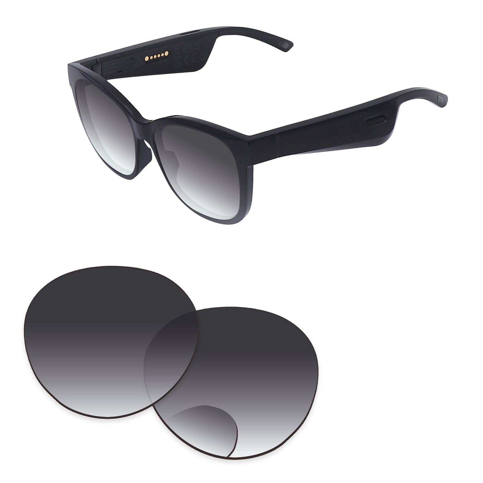Alphax – verres de remplacement pour lunettes de soleil, polarisées, pour Bose Rondo S/M, Options multiples: Grey Gradient