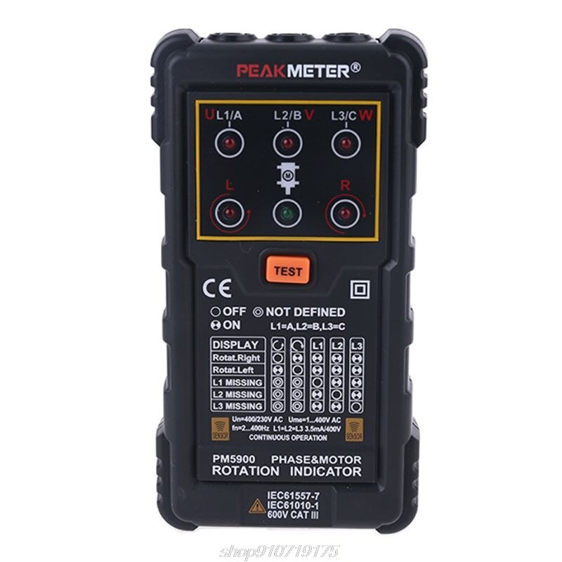 MS5900 120V-400V AC 2Hz-400Hz Three Phase Rotation Indicator Meter Phase Sequence Tester with LED Light Indicator N02 20