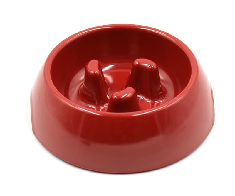 Tazón de perro con impresión lenta, tazón para gatos y cachorros, alimentador de almacenamiento de alimentos con agua, Combo de resina de PP no tóxica de acero inoxidable, cuenca de arroz en 6 colores: Rojo