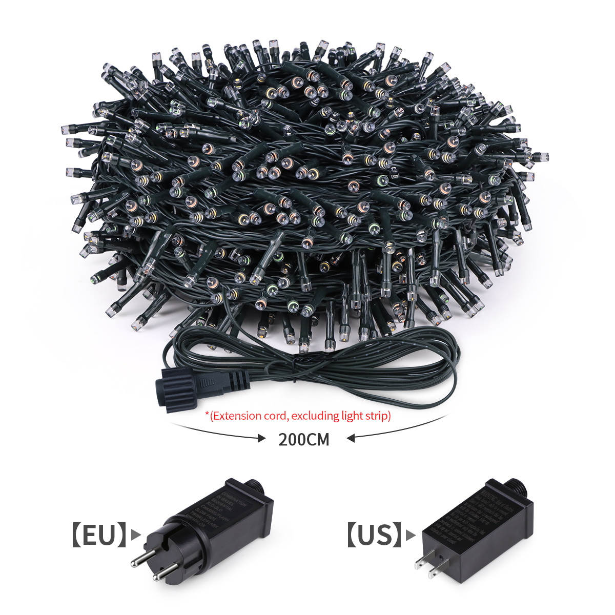 Guirnalda de luces LED navideñas de 24V, luces de hadas múltiples blancas cálidas para decoración de árboles, guirnalda de luces impermeable para decoración de habitaciones al aire libre