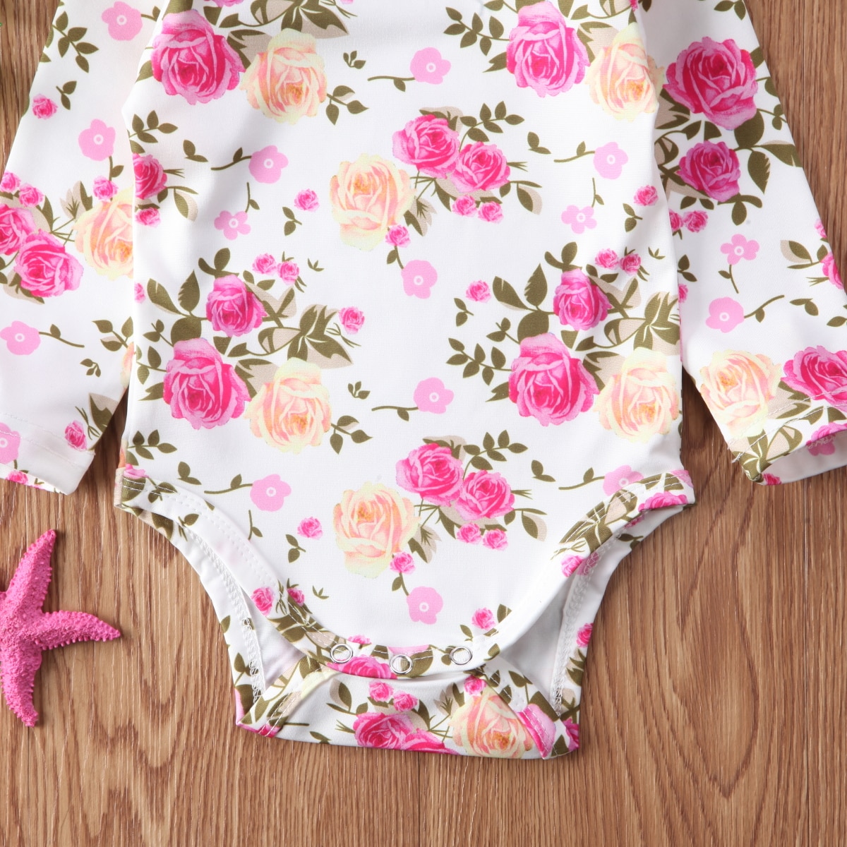 Mono para bebé niña con volantes de manga larga Floral primavera otoño