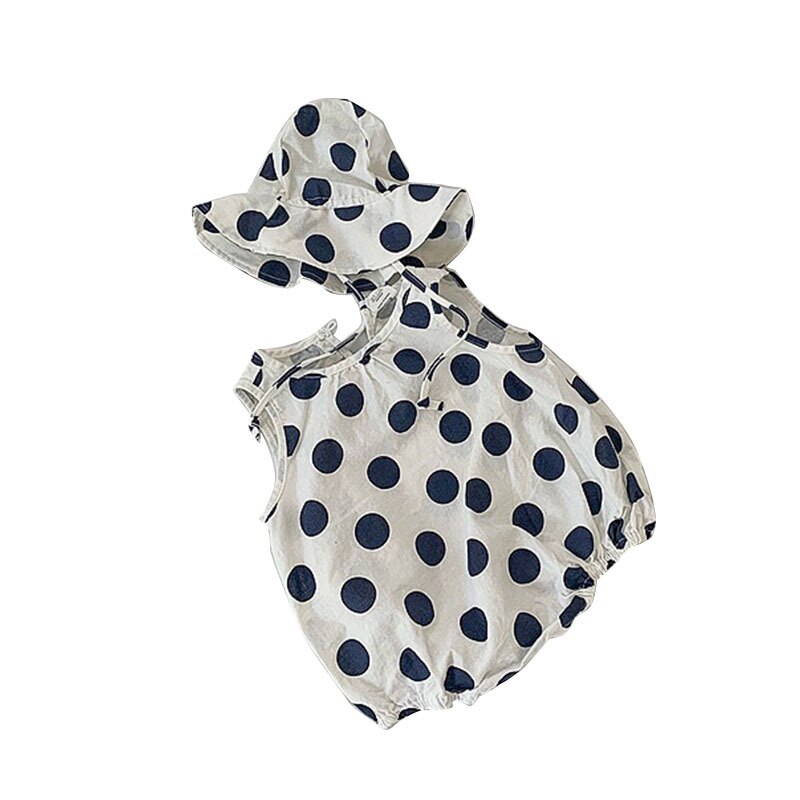 Sommerliche babykleidung, coole babybodys für mädchen, leinen-jumpsuits für jungen, ärmellose babyoutfits mit punktmuster