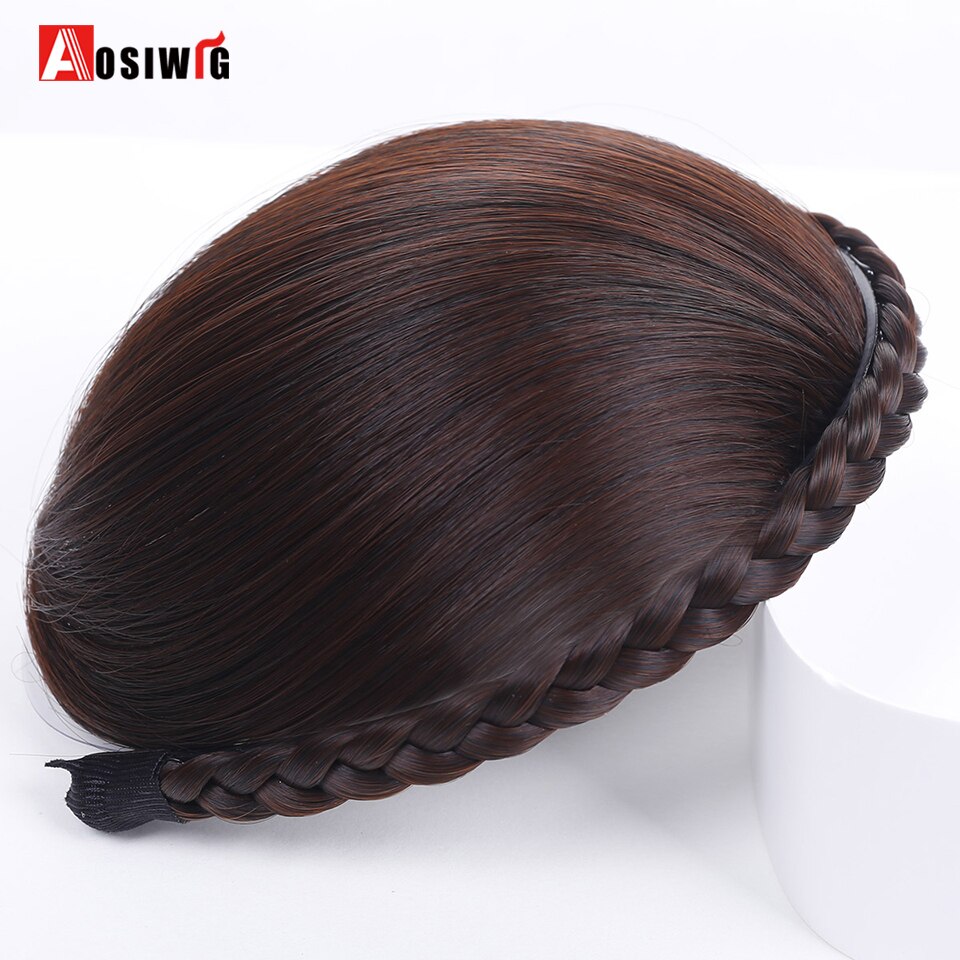 Stumpfen Pony 8 Farben mit Haarband Geflochten Synthetische Pony Wärme beständig Pony Haar Erweiterungen für Frauen AOSIWIG