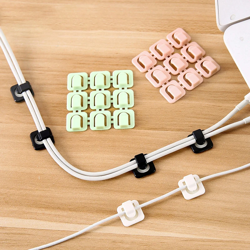 18pcs/set Cable Clips Self-adhesive Earphone USB Charger Cable Winder Wire Cord Data Line Fixer Organizer Office Accessories