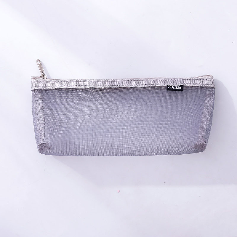 Simple Transparent Mesh Pencil Case Office Student Pencil Cases Nylon Kalem Kutusu School Supplies Pen Box Astuccio Scuola: grey Small