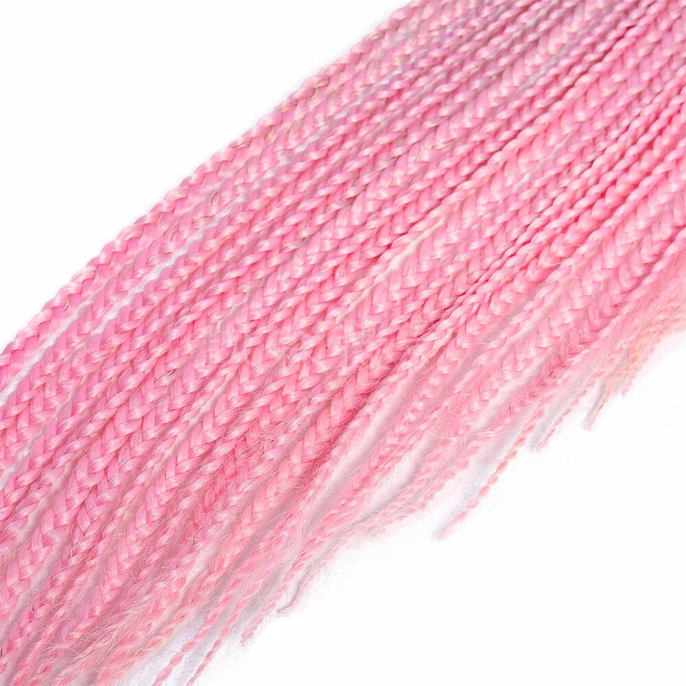 Ombre Pink Crochet Box Braids 24 Strands Synthetic Crochet Hair Extensions 24 Inch Heat Resistant Fiber Braiding Hair
