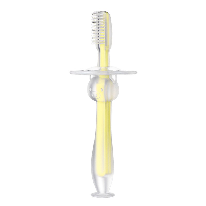 Cepillo de dientes de leche de silicona para entrenamiento de bebé, tres dimensiones con ventosa de pie, cepillo de dientes de silicona con deflector, superventas: 04