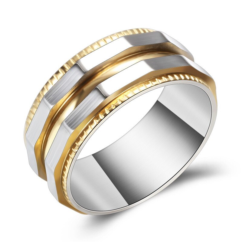 Modyle cool punk titanium stalen herenring voor mannen, zwart goudkleurig, herenring in punkstijl, feestsieraden
