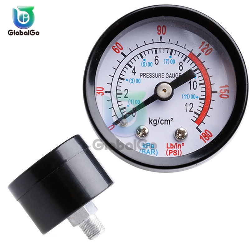 Luftkompressor pneumatisk hydraulisk væsketrykmåler 0-12 bar  / 0-180 psi 1/4 bsp 8/4 bsp trykmåler manometer