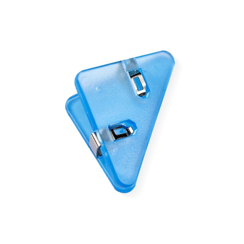 57EC Driehoekige Papier Klem Hoek Papier Klem Boek Pagina Divider Bestand Houder Clip: Transparent blue
