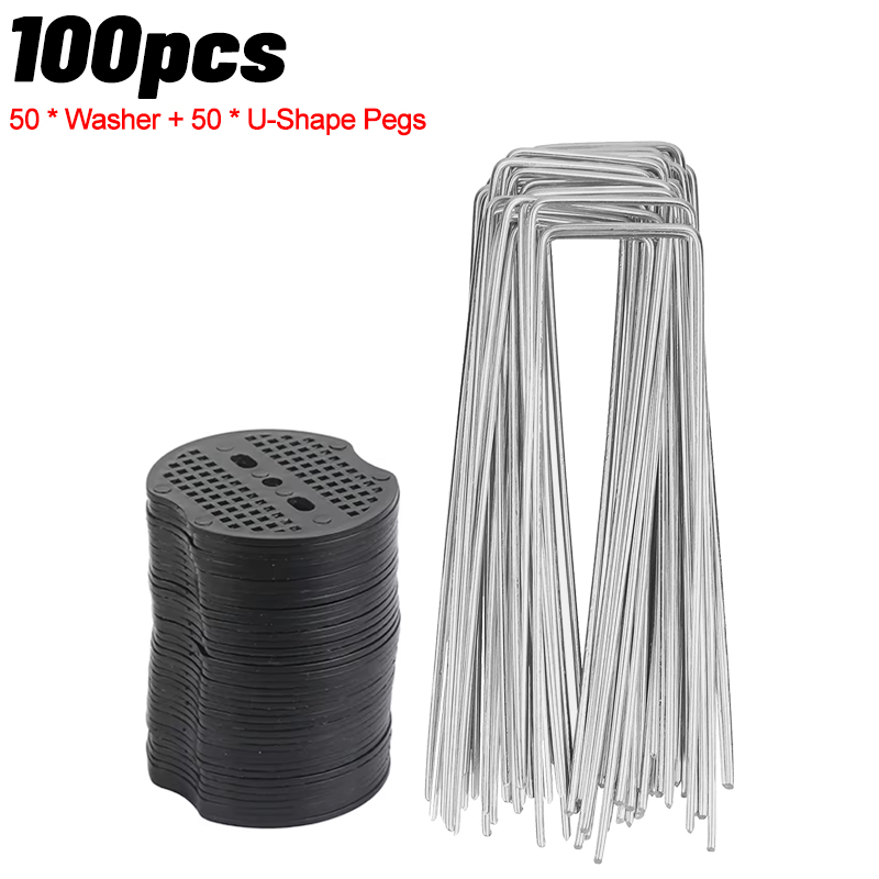100/10pcs Metal Garden Stakes U-Shape Landscape Staple Ground Nail Fence Film Tents Securing Pegs Sod Pins Gardening Tools: Orange