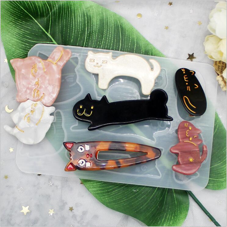 Transparent Silicone Mould Resin Decorative Craft DIY cat hairpins Mold epoxy resin molds for jewelry
