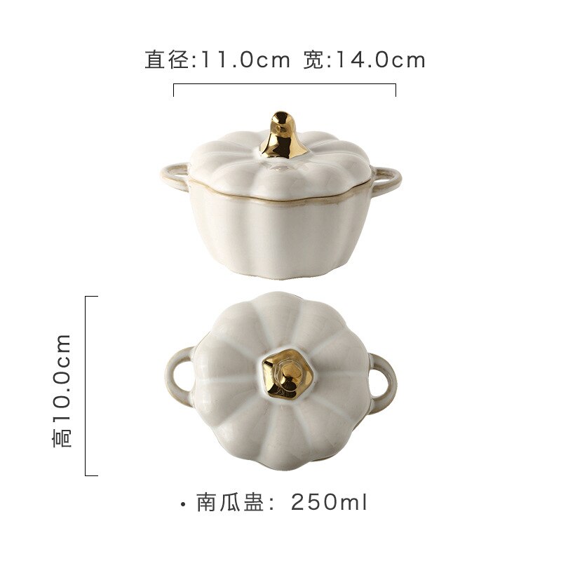 Cute Ceramic Pumpkin Bowl Sugar Bowl with Lid Handle Salad Fruit Soup Ice Cream Bowl Kitchen Noodles Bowls Decor Home Tableware: b