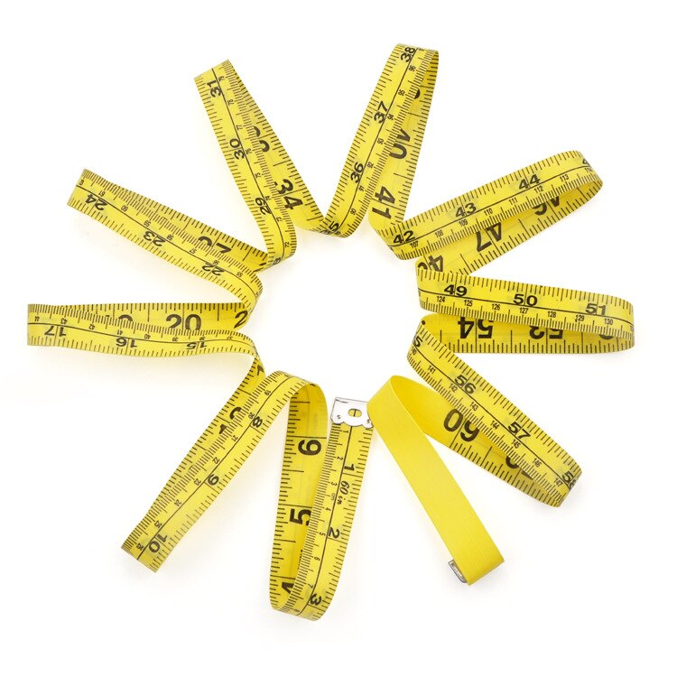 16mm Wide 1.5m/60 Inch Soft Leather Ruler PVC Plastic Soft Ruler Measuring Three Circumferences Tailoring Ruler: yellow