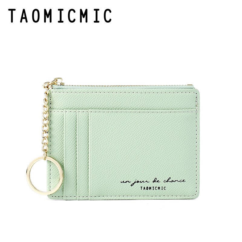 Women Wallets Zipper PU Leather Coin Purse Mini Key Chain Small Wallet Multi-card Bit Card Holder Card Holder: Green