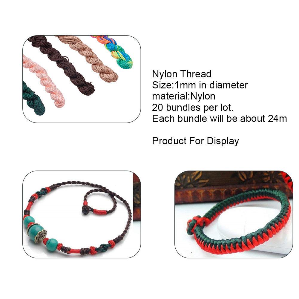 20bundle 1mm Satin Rattail Silk Cord Nylon String Nylon Beading String for Necklace Bracelet Beading Cord