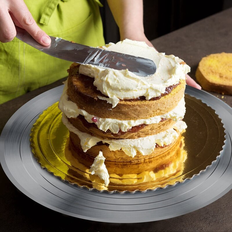 Revolving Cake Stand 12 Inch Cake Turntable with 3 Comb Icing Smoother,Cake Cutter Baking Cake Decorating Supplies