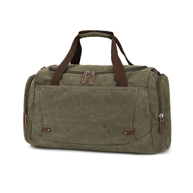 Scione mænd lærred rejsetasker kuffert vandtæt bagage duffel skuldertaske stor kapacitet solid crossbody bærbar håndtaske: Militærgrøn