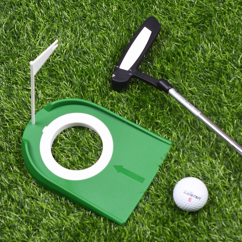 1pc Indoor Golf Putting Cup with Hole Flag Ball Training Putter Practice Aids Rubber Putting Cup 4 1/4" Green