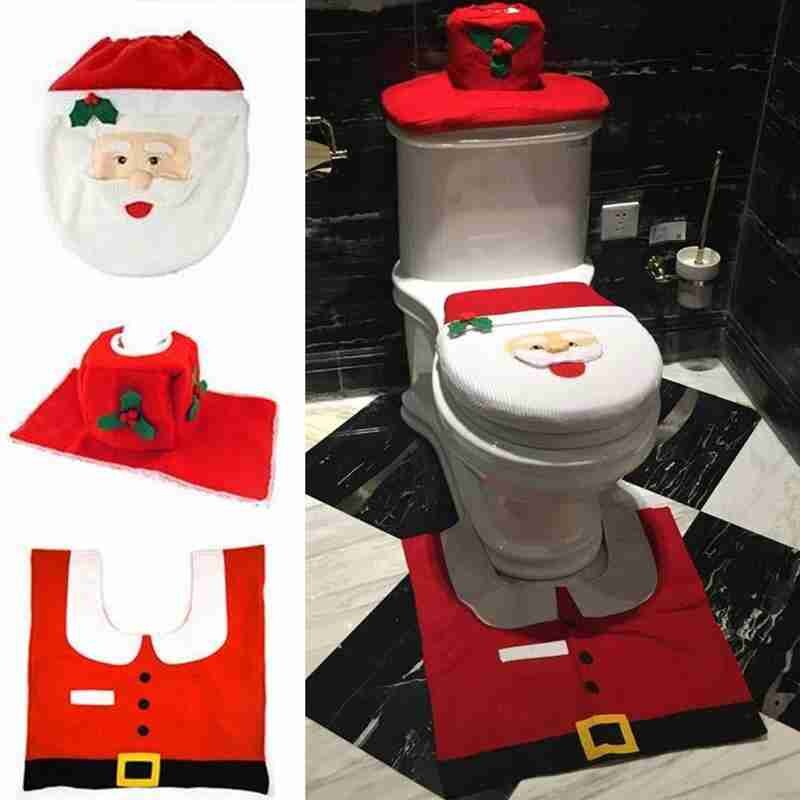 Jul jul snögubbe toalettöverdrag jul toalett överdrag golvmatta vattentank täcka pappershandduk set