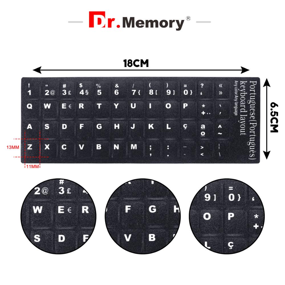 Keyboard Stickers Russian Spanish French Arabic Hebrew Portuguese Keyboard Stickers Layout Replacement Letters Sticker: Portuguese Black