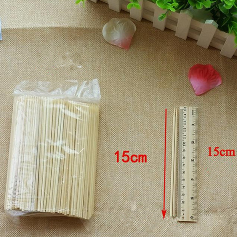 50 stk 15 ~ 40cm 3mm bambus engangs træbbq festspyd naturlige bambuspinde kødmad grillpinde tilbehør: 15cm